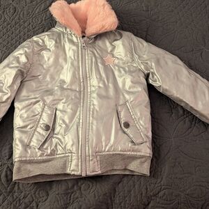 Winter warm jacket silver and pink